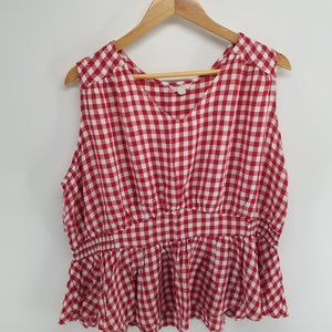 C est.1946 red and white check plaid sleeveless top size 22/24W